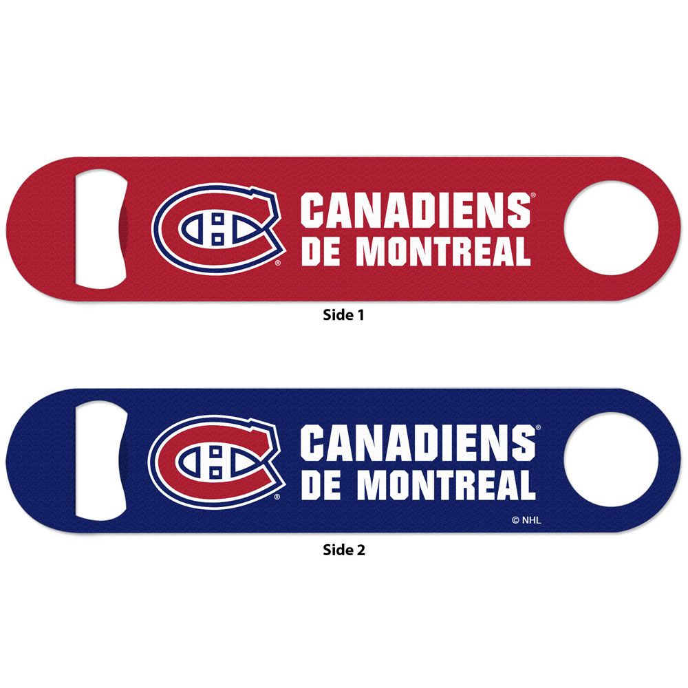 Montreal Canadiens NHL WinCraft Metal Bottle Opener 2 Sided product image 1, provided for visual reference and product