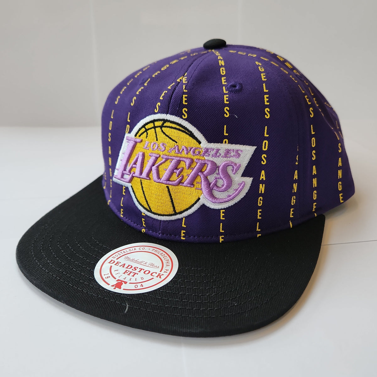 Los Angeles Lakers NBA Mitchell & Ness Men Purple City Pinstripe Snapback product image 8, provided for visual reference and