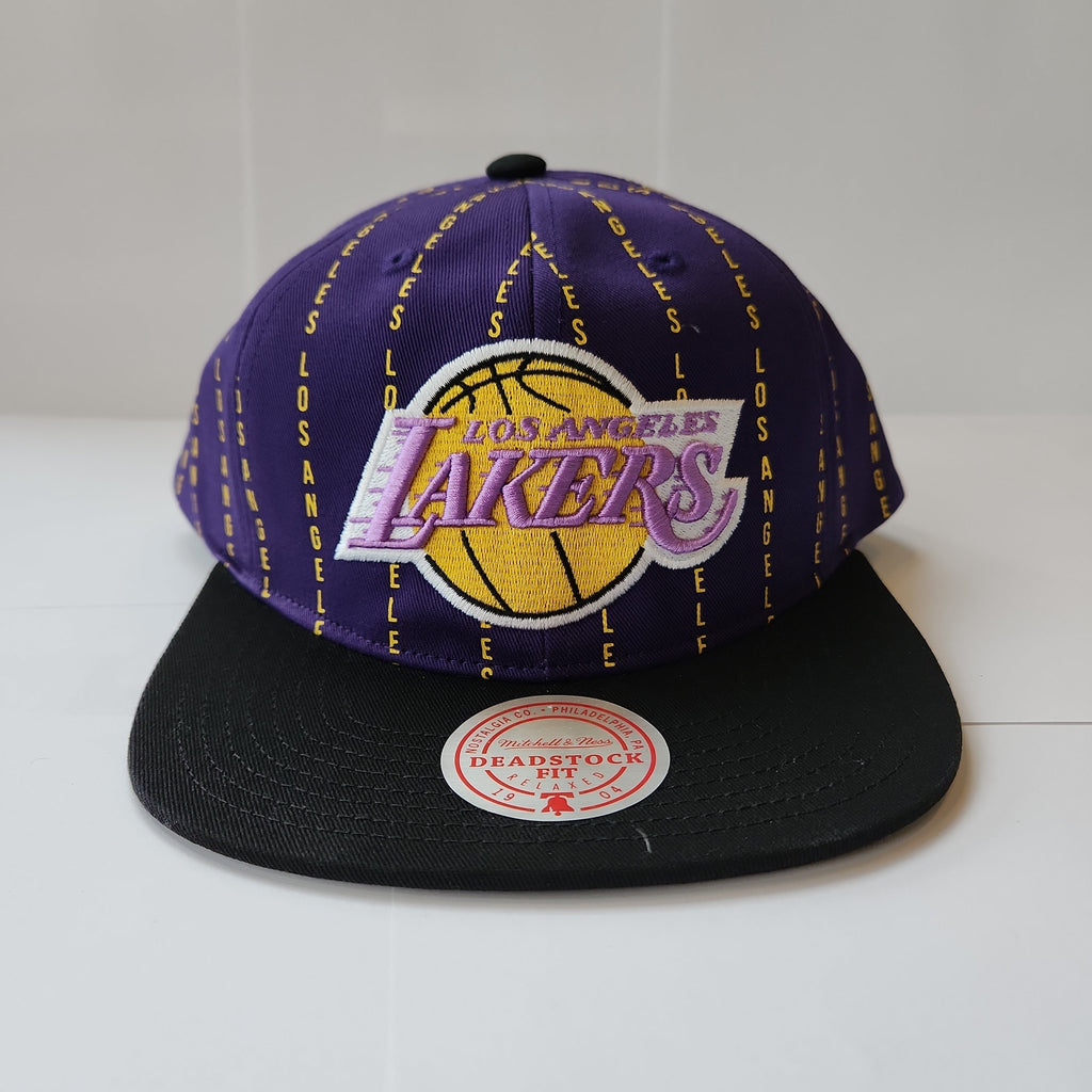 Los Angeles Lakers NBA Mitchell & Ness Men Purple City Pinstripe Snapback product image 6, provided for visual reference and
