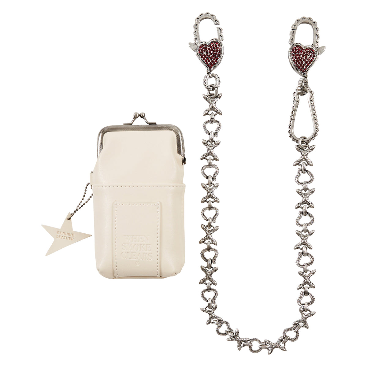 XOXO Wallet Chain | Silver Tone/Red product image 1, provided for visual reference and product detail review