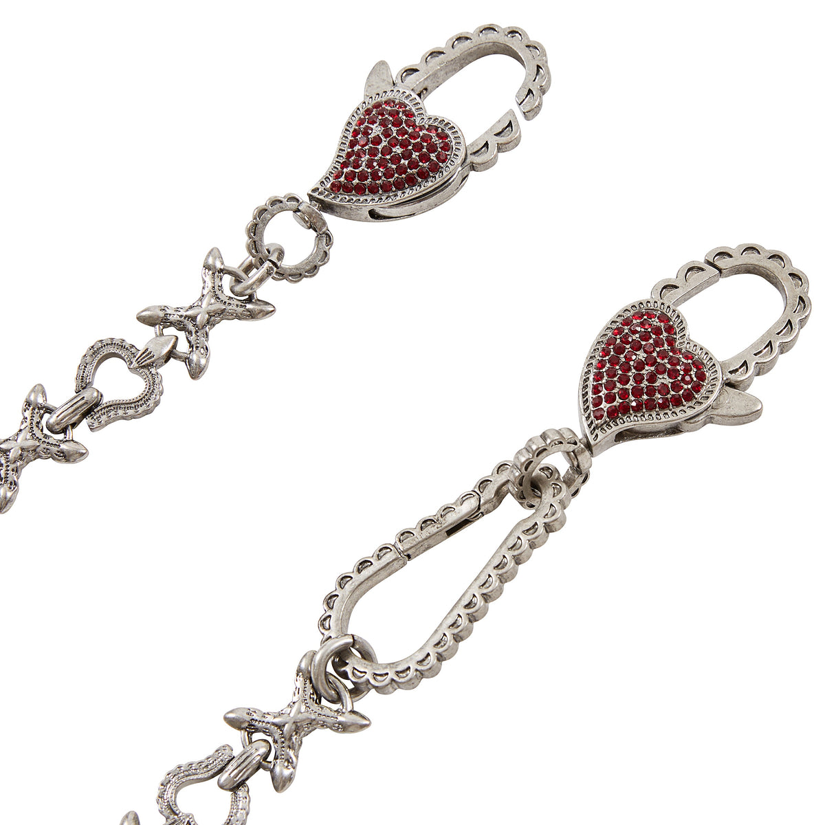 XOXO Wallet Chain | Silver Tone/Red product image 3, provided for visual reference and product detail review