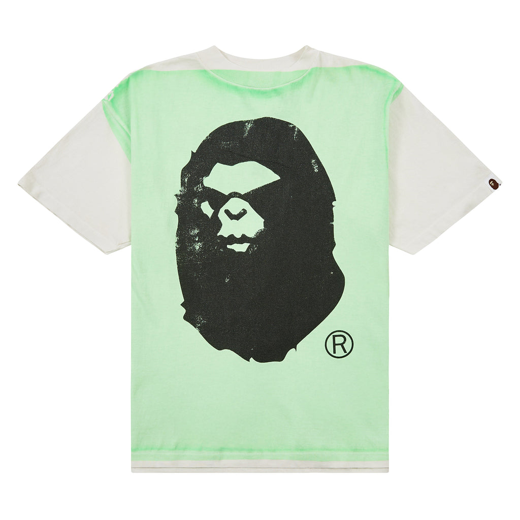 Mad Face Handprinting T-Shirt | White/Green product image 1, provided for visual reference and product detail review