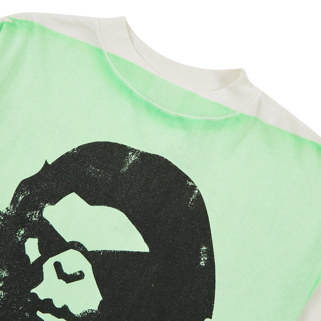 Mad Face Handprinting T-Shirt | White/Green product image 3, provided for visual reference and product detail review