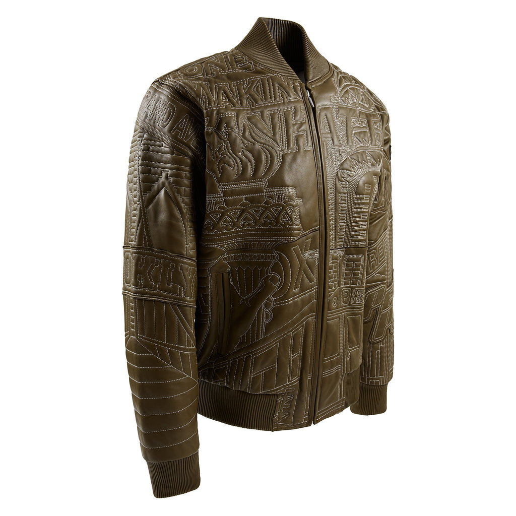 NYC Boro Quilted Jacket | Olive/Ivory product image 3, provided for visual reference and product detail review