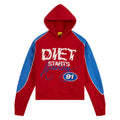 Panel Hoodie | Red/Washed Blue product image 1, provided for visual reference and product detail review