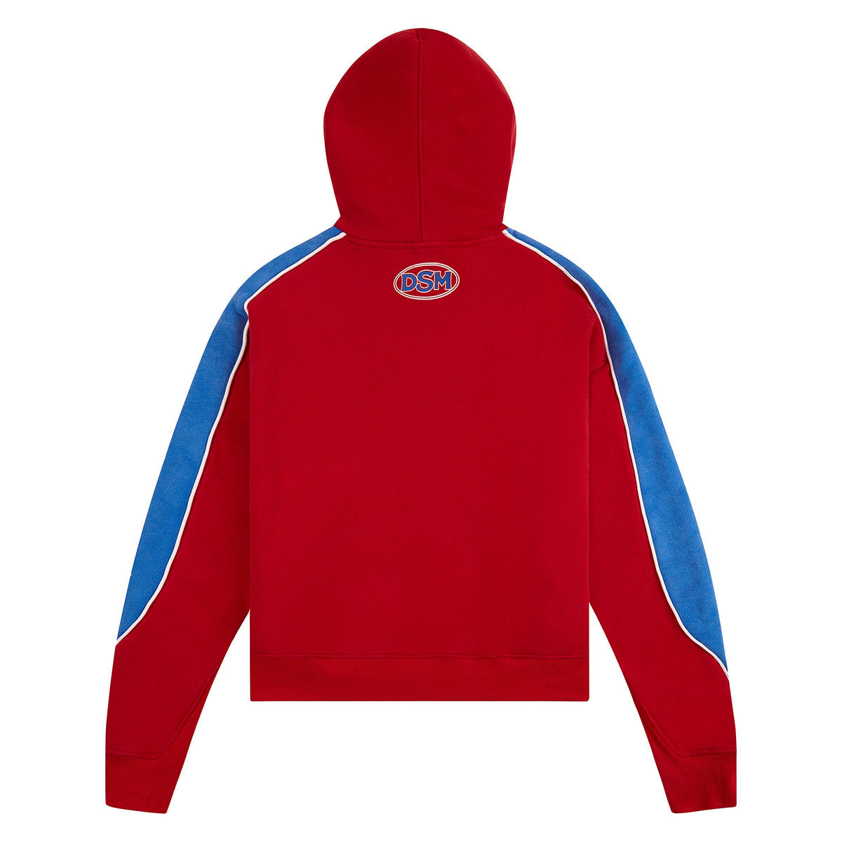 Panel Hoodie | Red/Washed Blue product image 5, provided for visual reference and product detail review