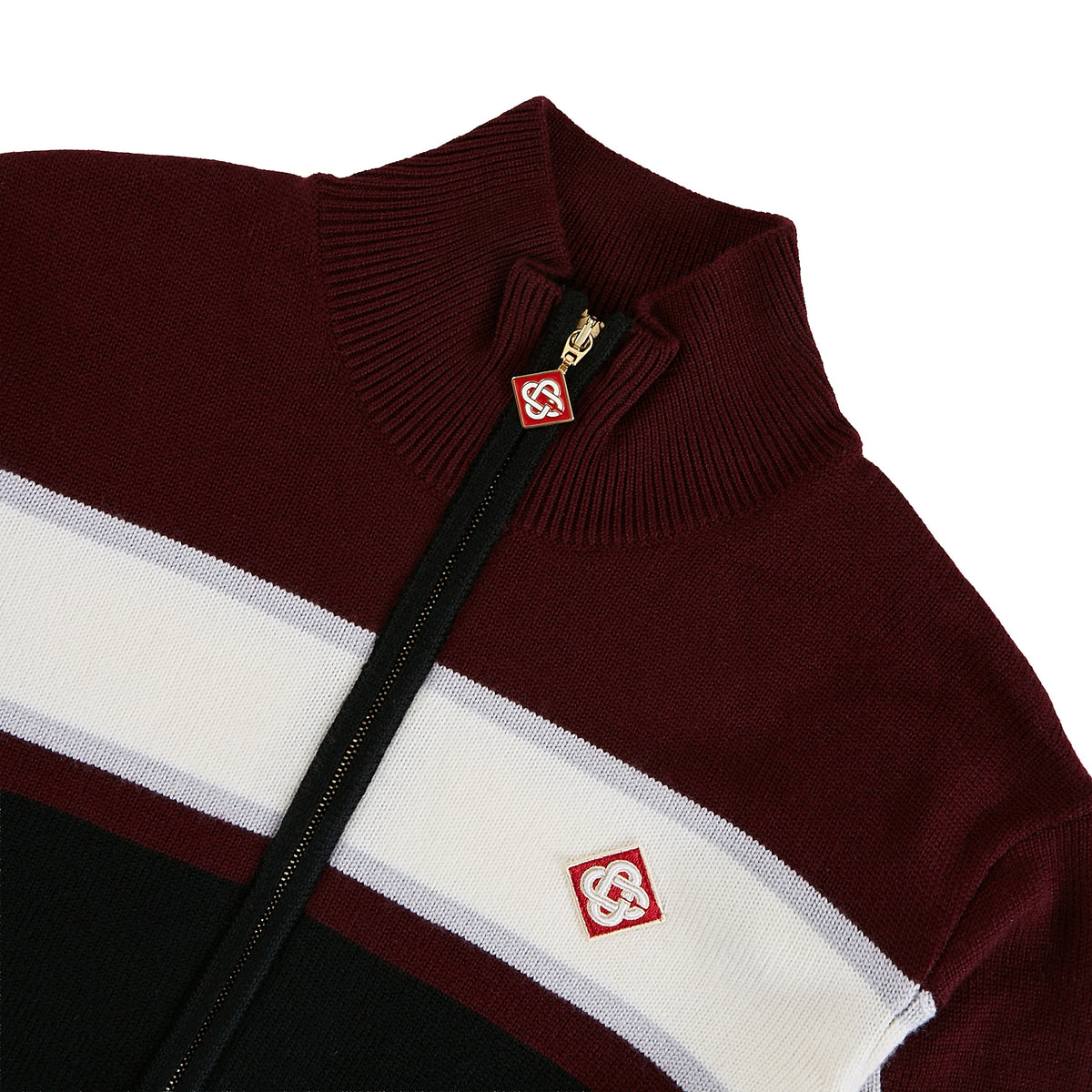 Stripe Merino Knit Track Jacket | Black product image 3, provided for visual reference and product detail review