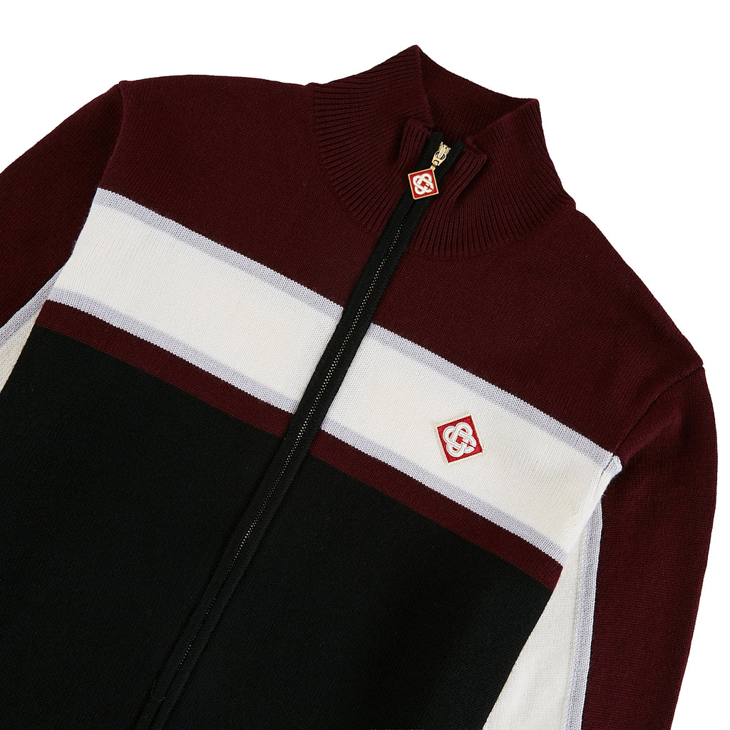 Stripe Merino Knit Track Jacket | Black product image 4, provided for visual reference and product detail review
