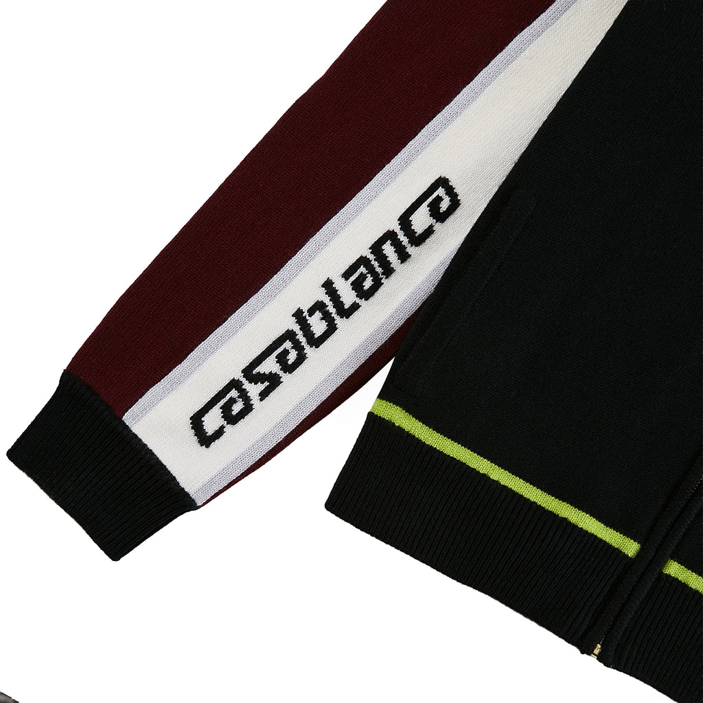 Stripe Merino Knit Track Jacket | Black product image 5, provided for visual reference and product detail review