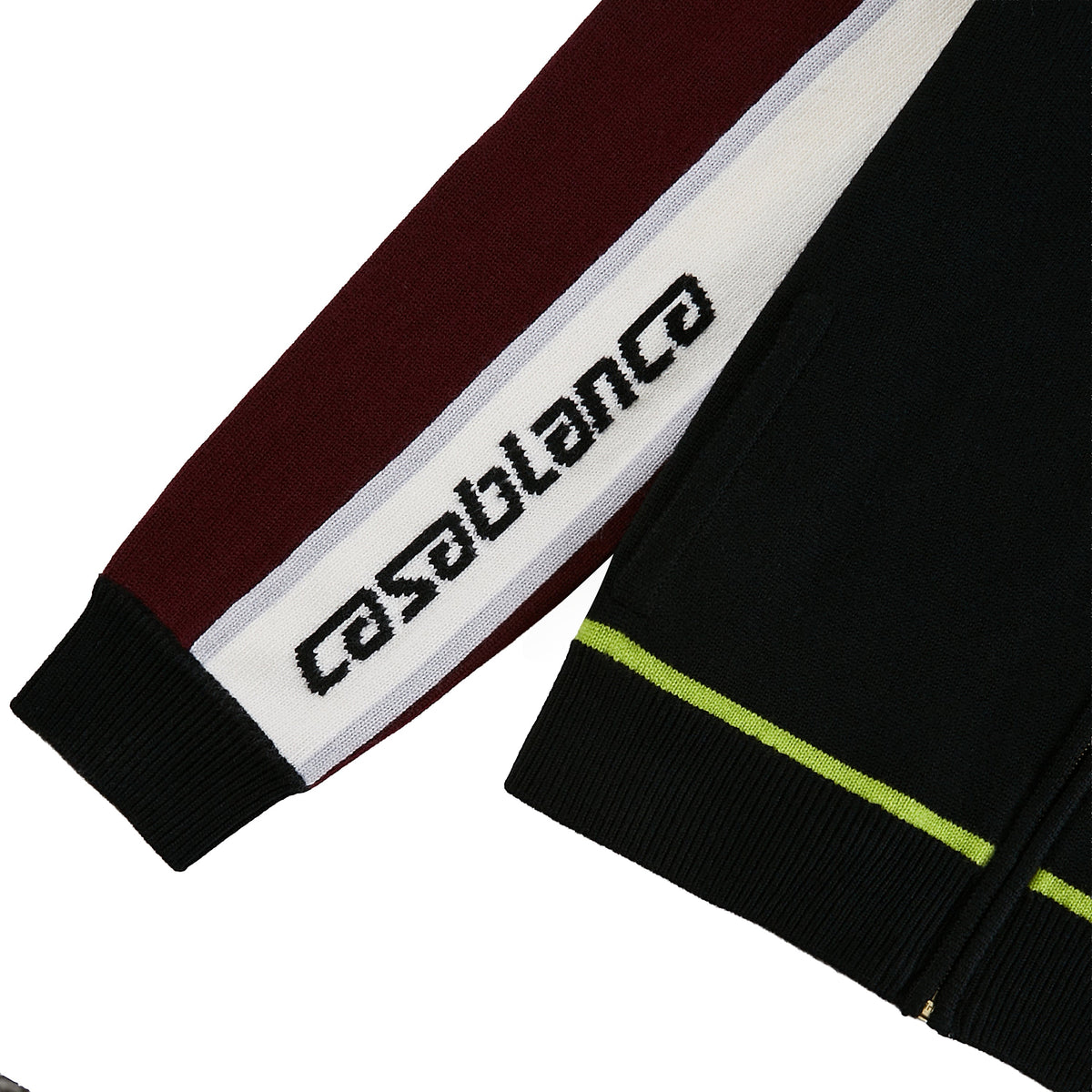Stripe Merino Knit Track Jacket | Black product image 5, provided for visual reference and product detail review