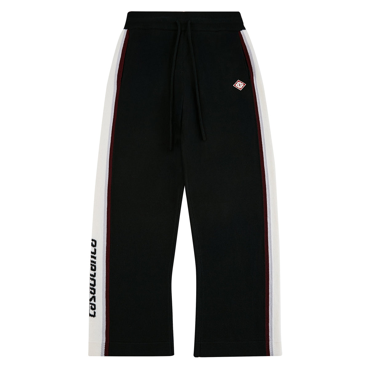 Stripe Merino Track Pant | Black product image 1, provided for visual reference and product detail review