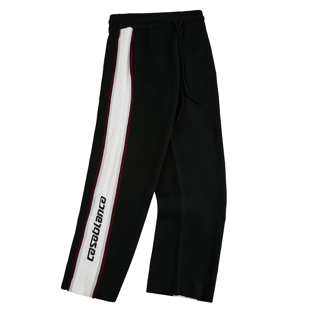 Stripe Merino Track Pant | Black product image 3, provided for visual reference and product detail review