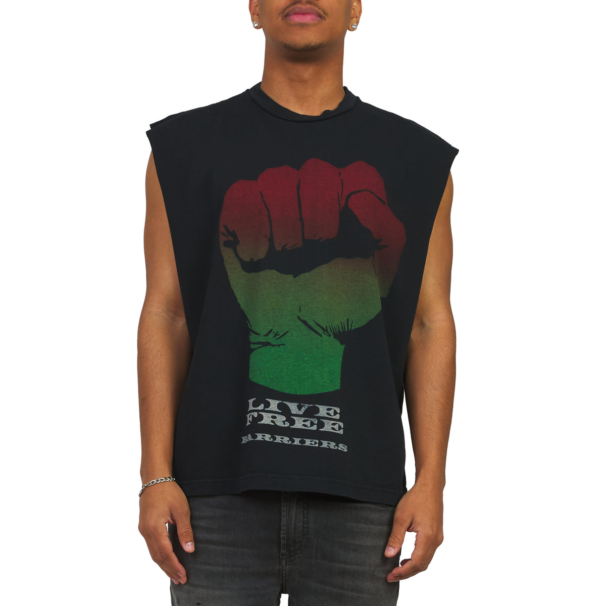 Fist Sleeveless T-Shirt | Black product image 3, provided for visual reference and product detail review