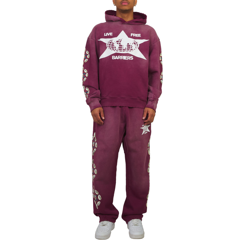 Cowrie Shell Sweatpant | Maroon product image 4, provided for visual reference and product detail review