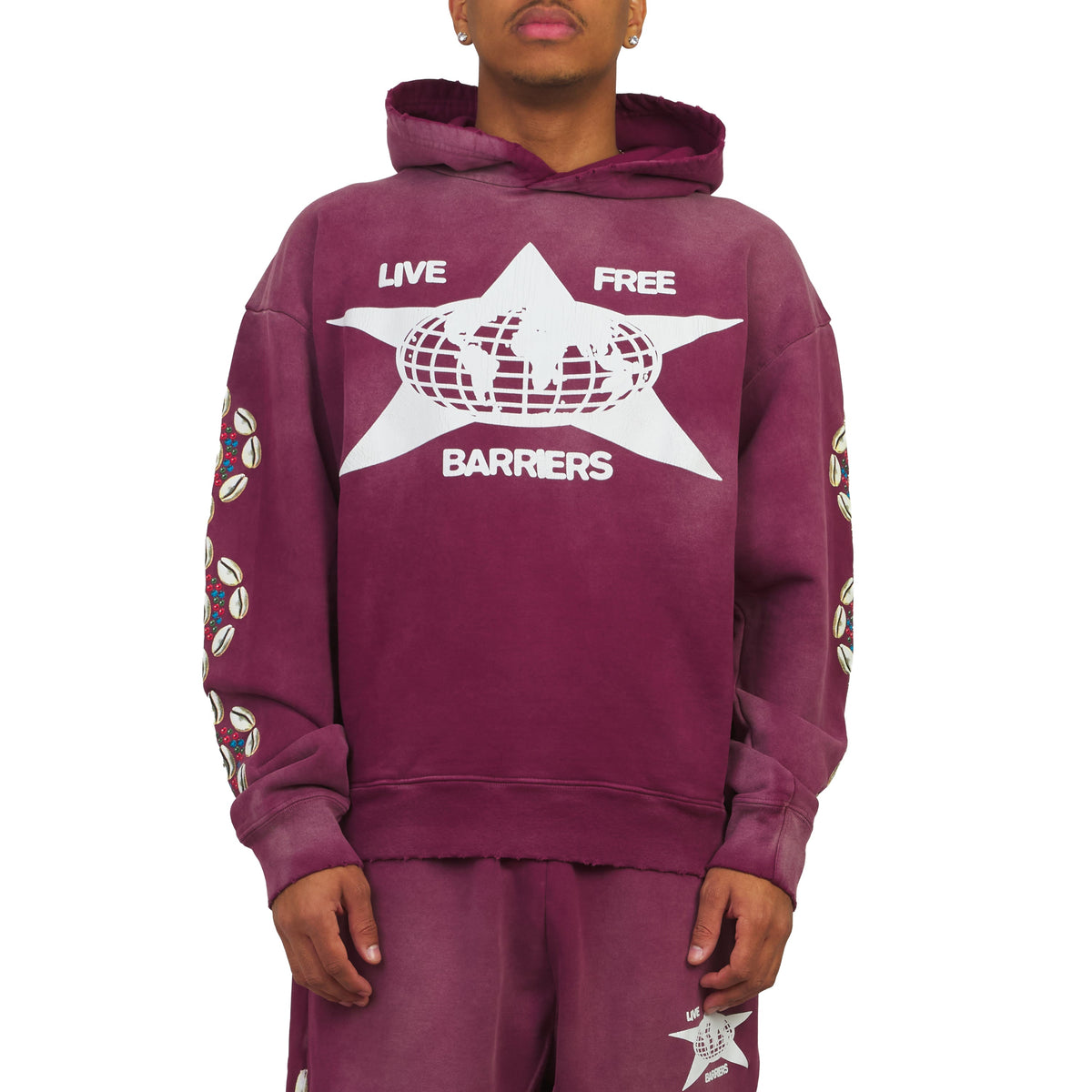 Cowrie Shell Hoodie | Maroon product image 3, provided for visual reference and product detail review