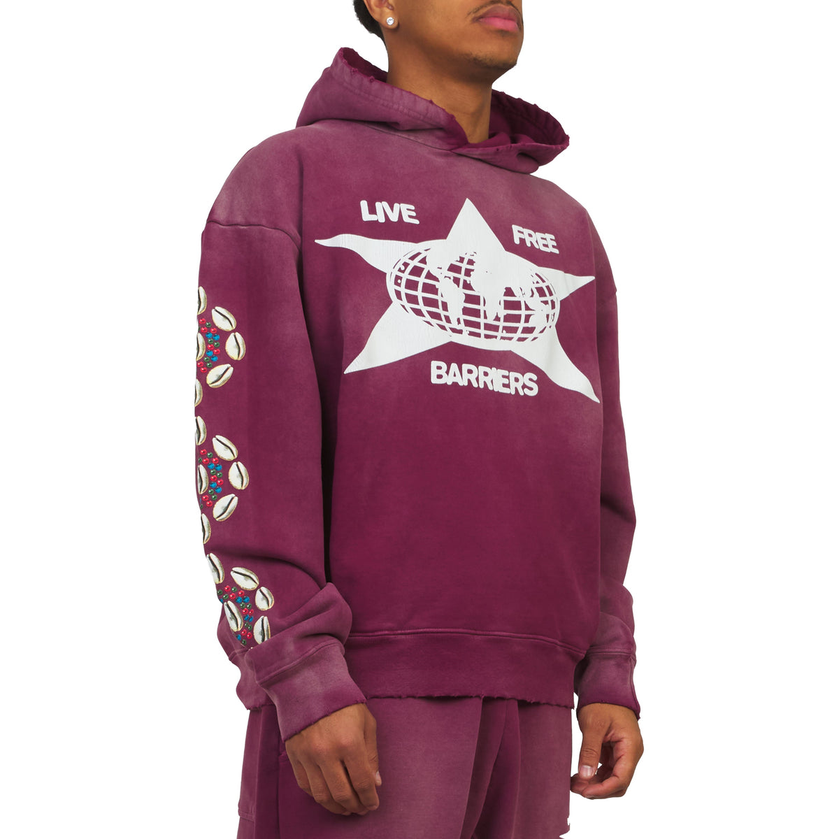 Cowrie Shell Hoodie | Maroon product image 2, provided for visual reference and product detail review