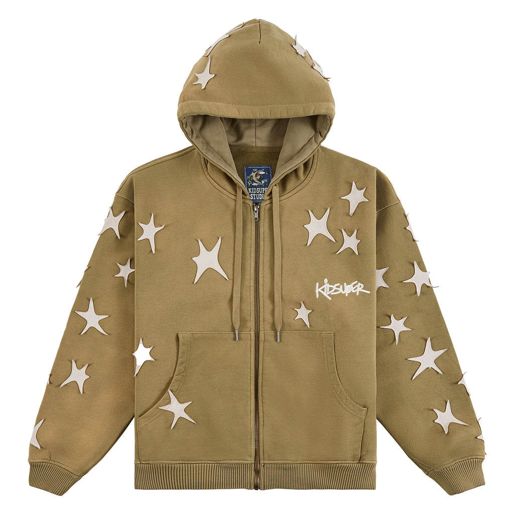 Patchwork Washed Hoodie | Green product image 1, provided for visual reference and product detail review