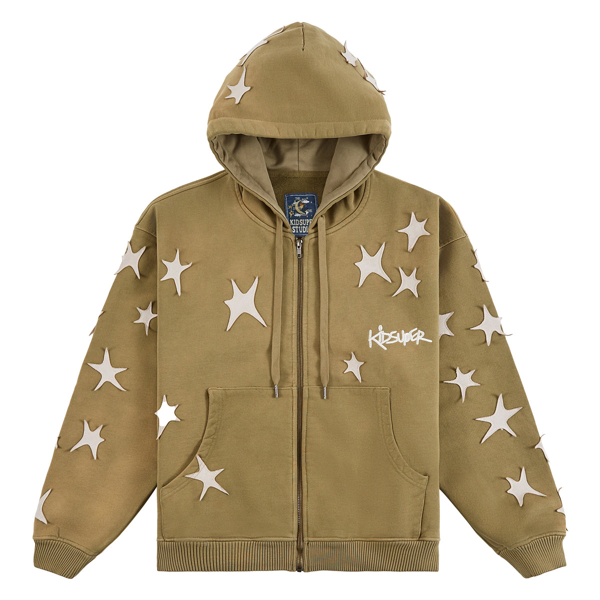 Patchwork Washed Hoodie | Green product image 1, provided for visual reference and product detail review