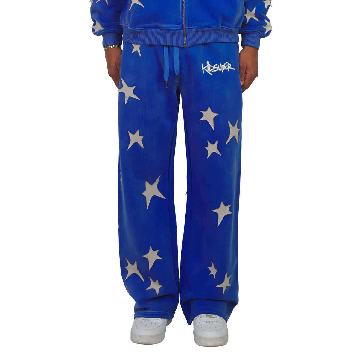 Patchwork Washed Sweatpant | Blue product image 3, provided for visual reference and product detail review