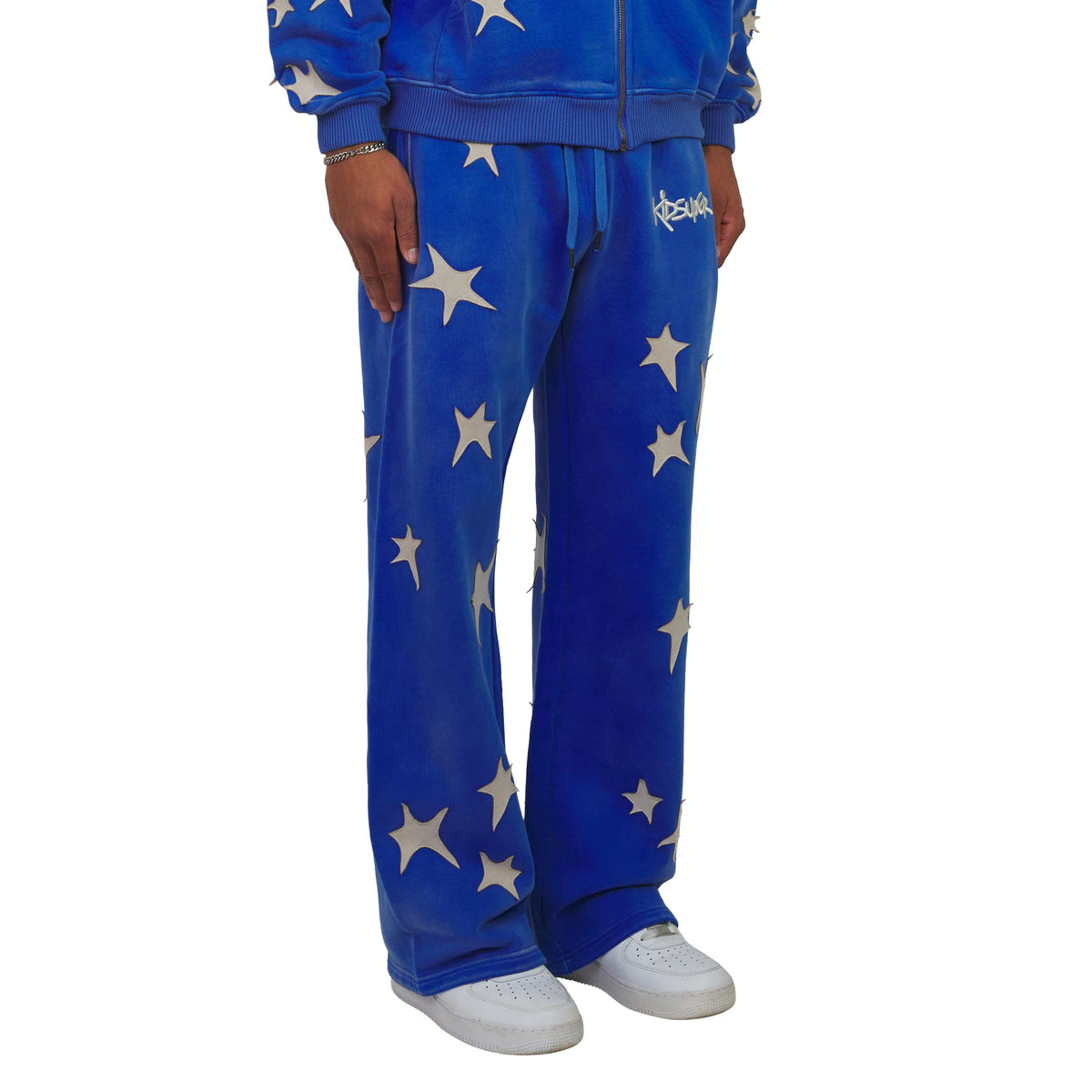 Patchwork Washed Sweatpant | Blue product image 2, provided for visual reference and product detail review
