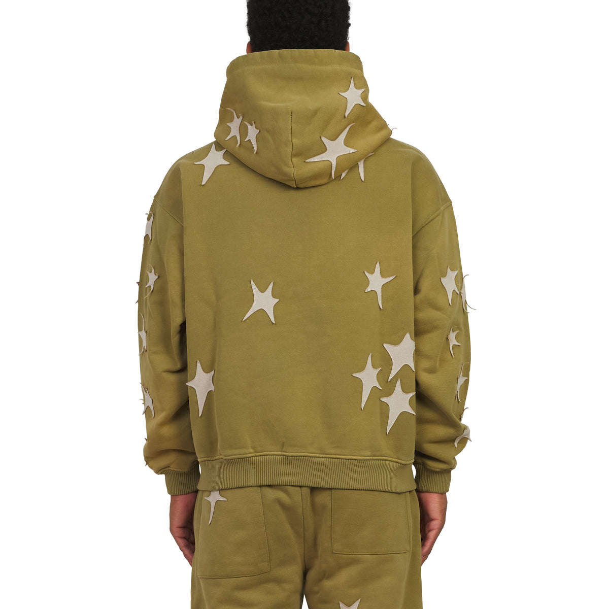 Patchwork Washed Hoodie | Green product image 4, provided for visual reference and product detail review