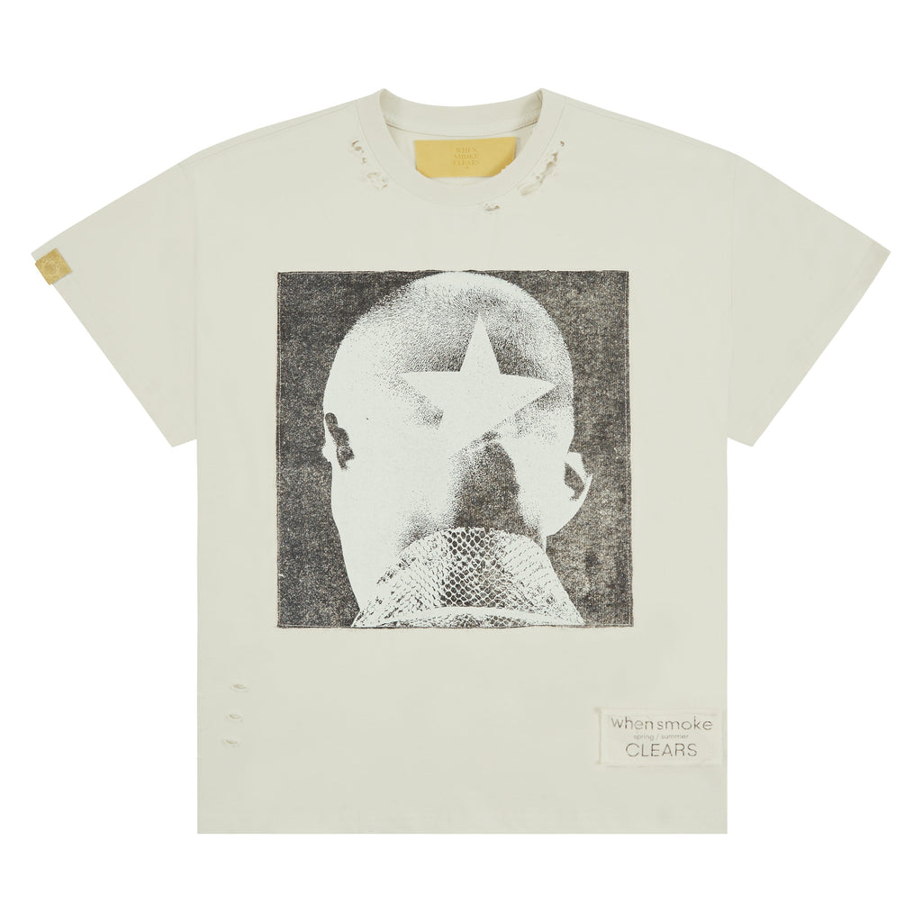 Patch Star Head T-Shirt | Ivory/Black product image 1, provided for visual reference and product detail review