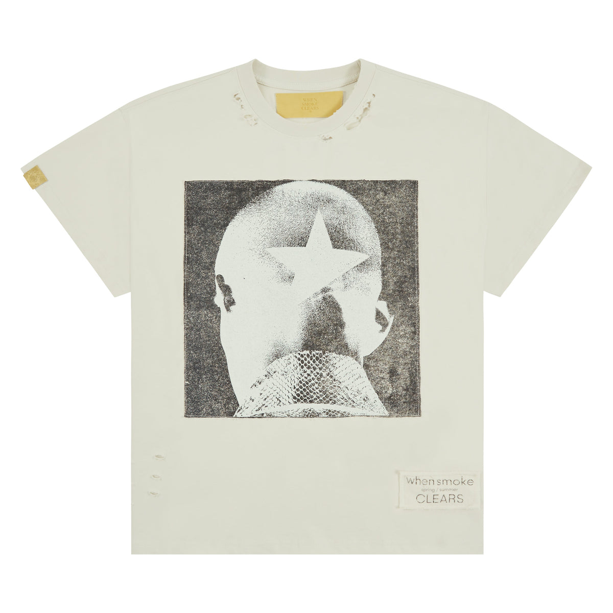 Patch Star Head T-Shirt | Ivory/Black product image 1, provided for visual reference and product detail review