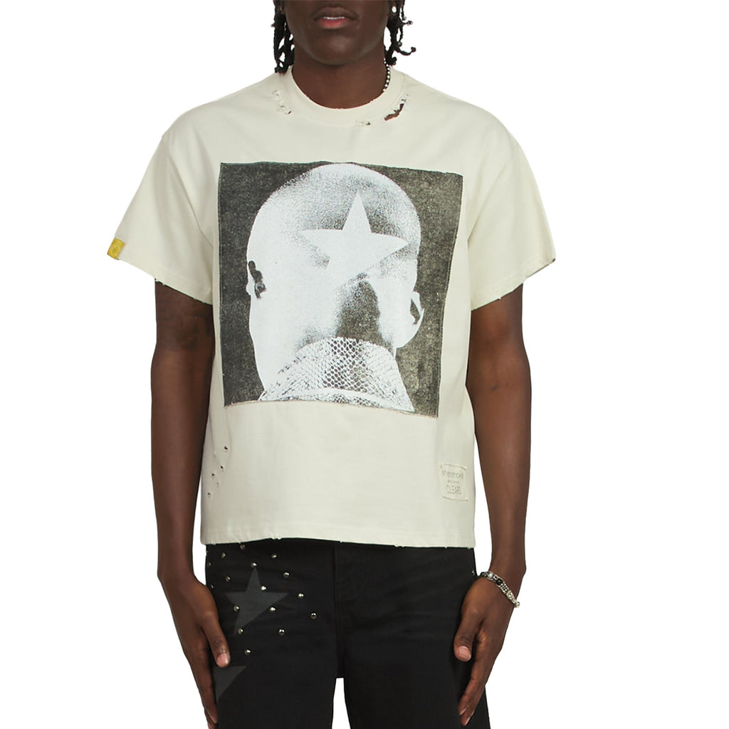 Patch Star Head T-Shirt | Ivory/Black product image 3, provided for visual reference and product detail review