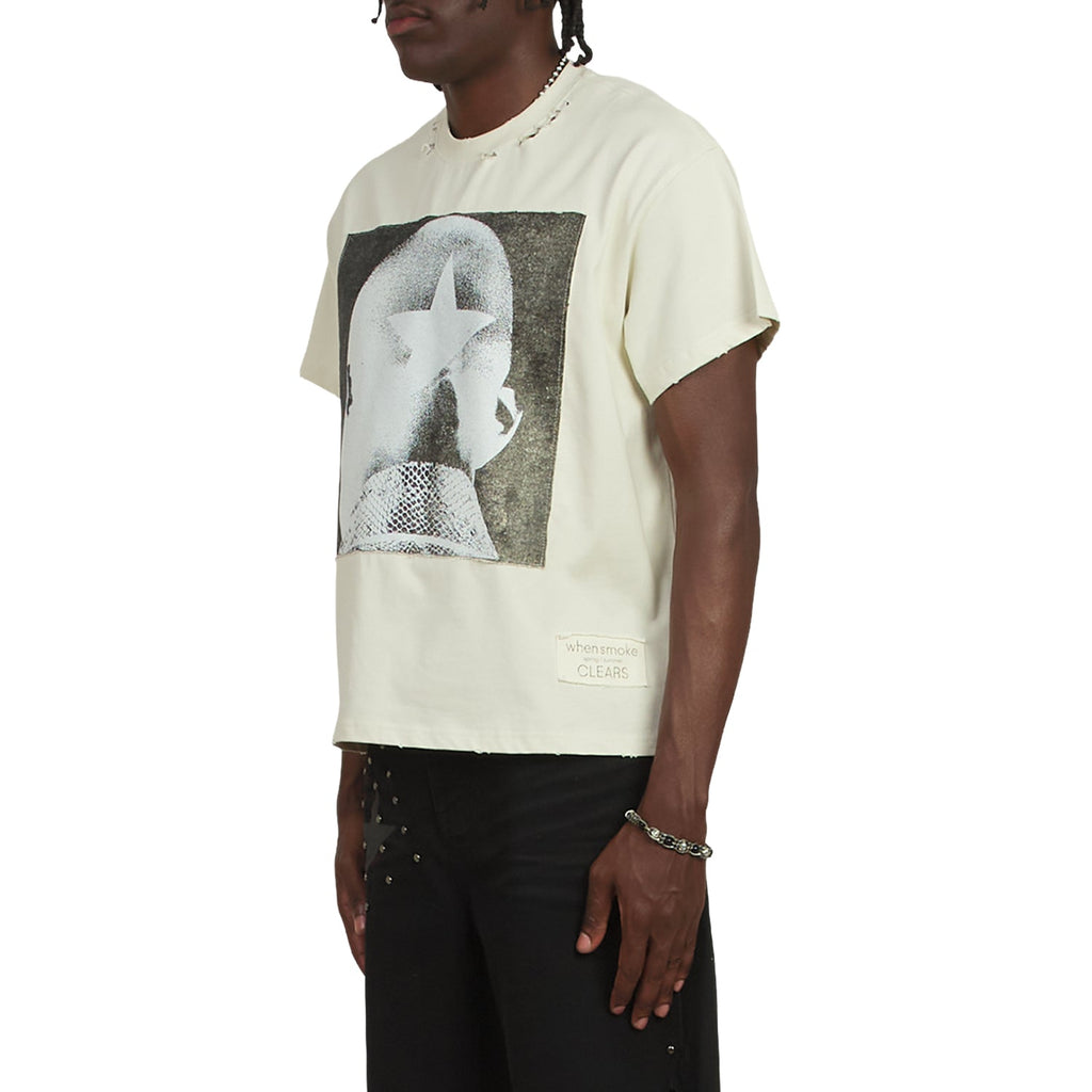 Patch Star Head T-Shirt | Ivory/Black product image 4, provided for visual reference and product detail review