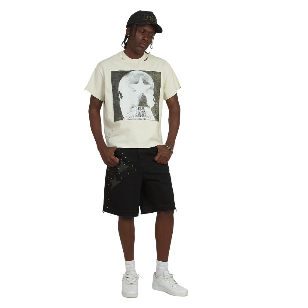 Patch Star Head T-Shirt | Ivory/Black product image 6, provided for visual reference and product detail review