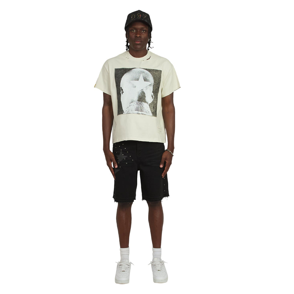 Patch Star Head T-Shirt | Ivory/Black product image 8, provided for visual reference and product detail review