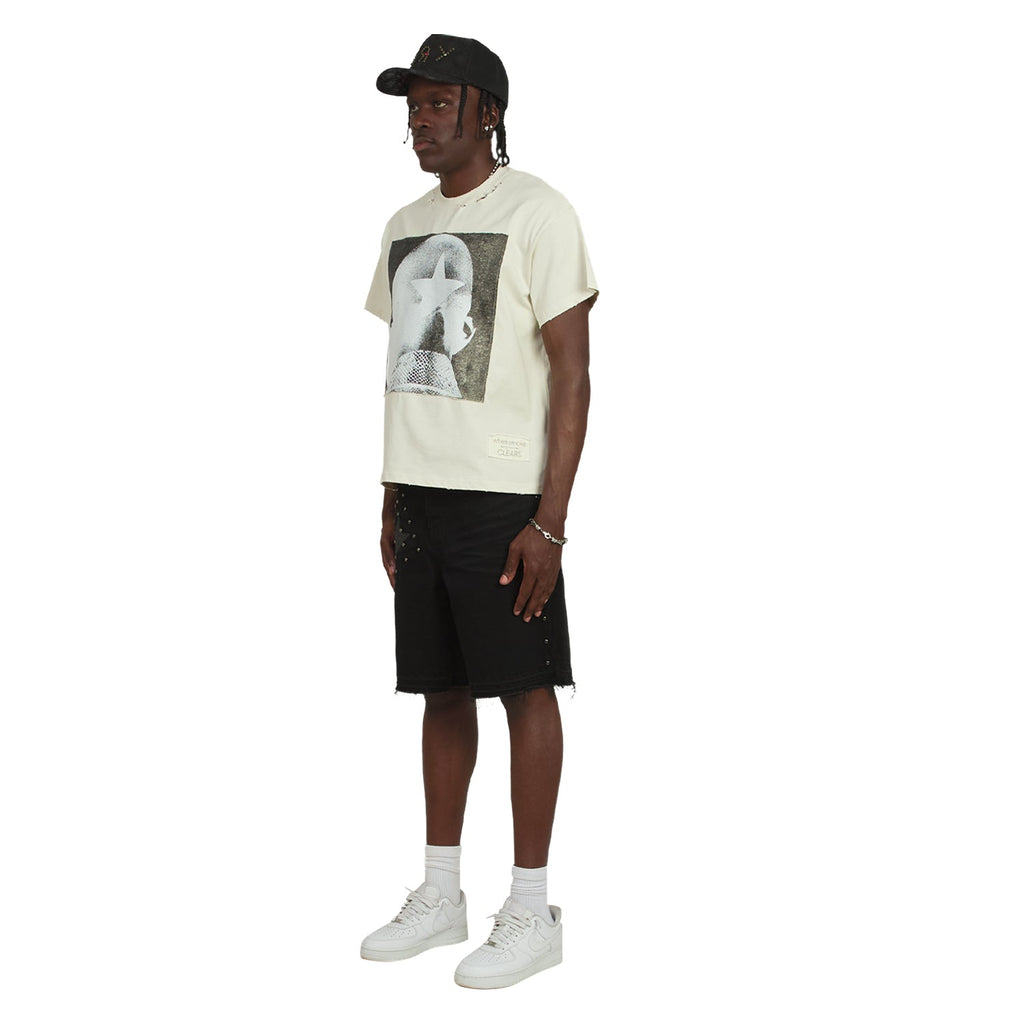 Patch Star Head T-Shirt | Ivory/Black product image 10, provided for visual reference and product detail review