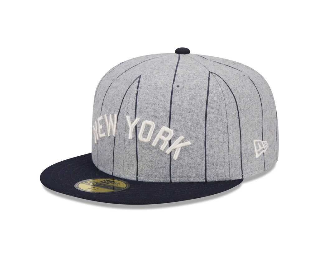 New York Yankees MLB New Era Men Grey 59Fifty Heather Pinstripe Fitted Hat product image 1, provided for visual reference