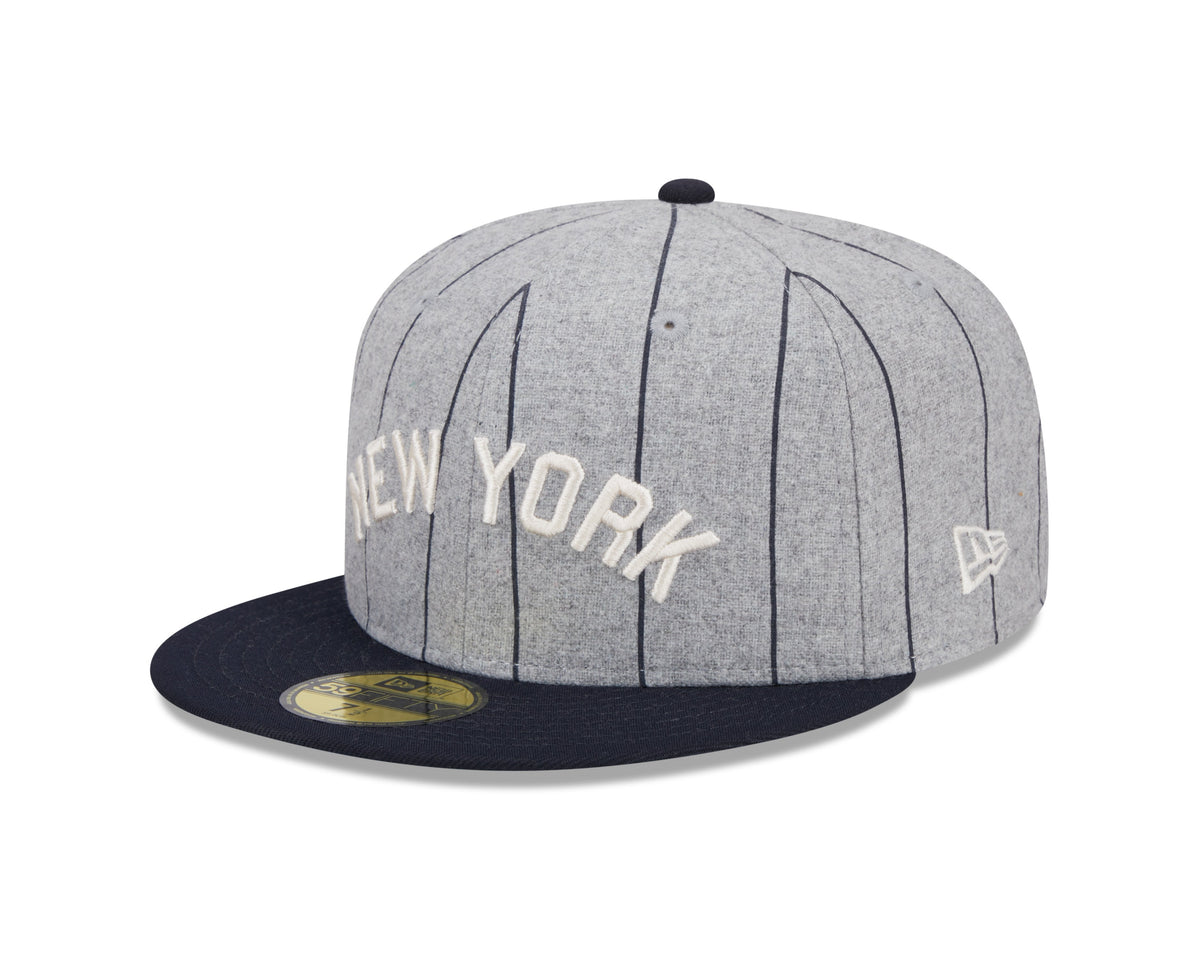 New York Yankees MLB New Era Men Grey 59Fifty Heather Pinstripe Fitted Hat product image 1, provided for visual reference