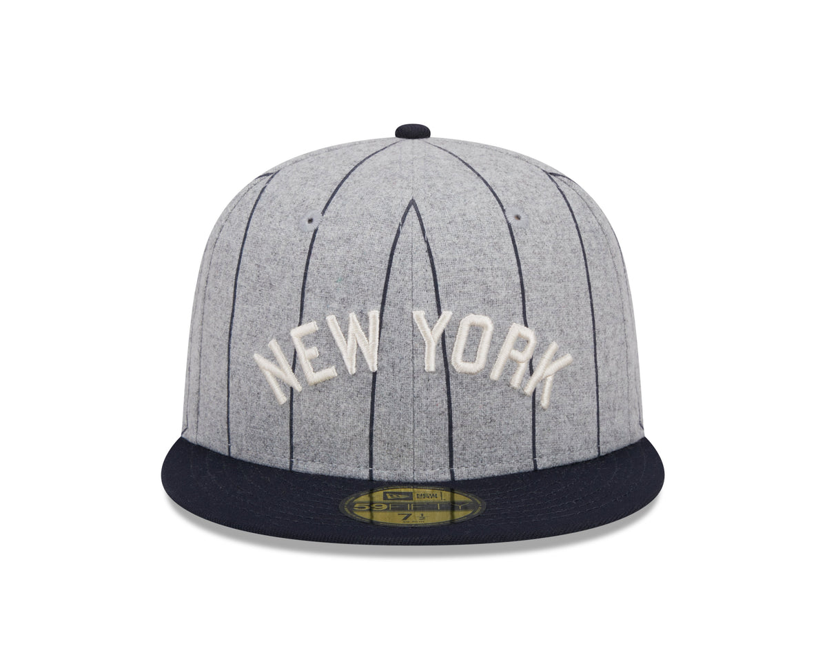 New York Yankees MLB New Era Men Grey 59Fifty Heather Pinstripe Fitted Hat product image 4, provided for visual reference