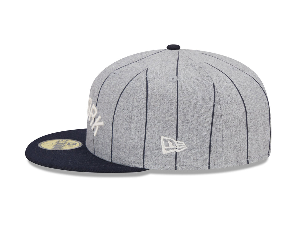 New York Yankees MLB New Era Men Grey 59Fifty Heather Pinstripe Fitted Hat product image 5, provided for visual reference