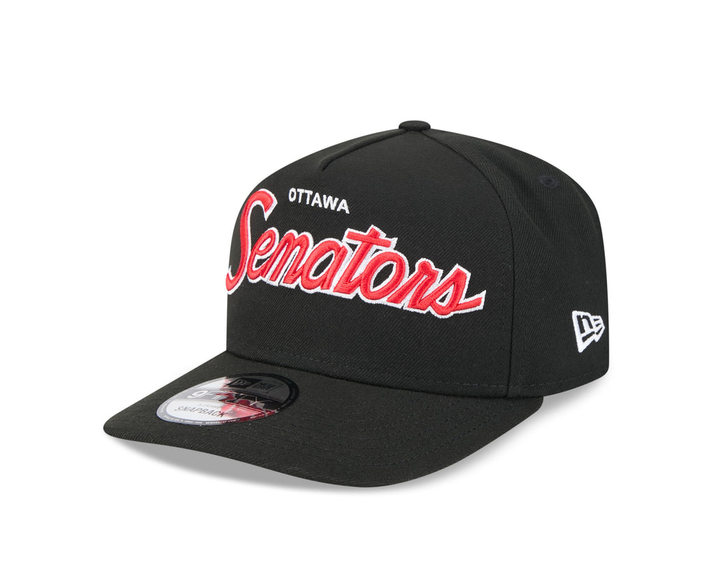 Ottawa Senators NHL New Era Men Black 9FIfty Script A-Frame Snapback product image 6, provided for visual reference and