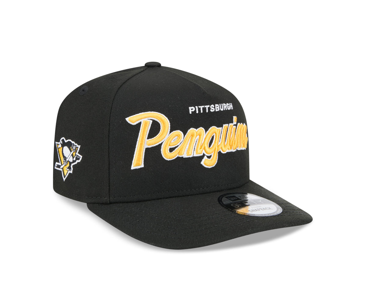 Pittsburgh Penguins NHL New Era Men Black 9FIfty Script A-Frame Snapback product image 1, provided for visual reference and