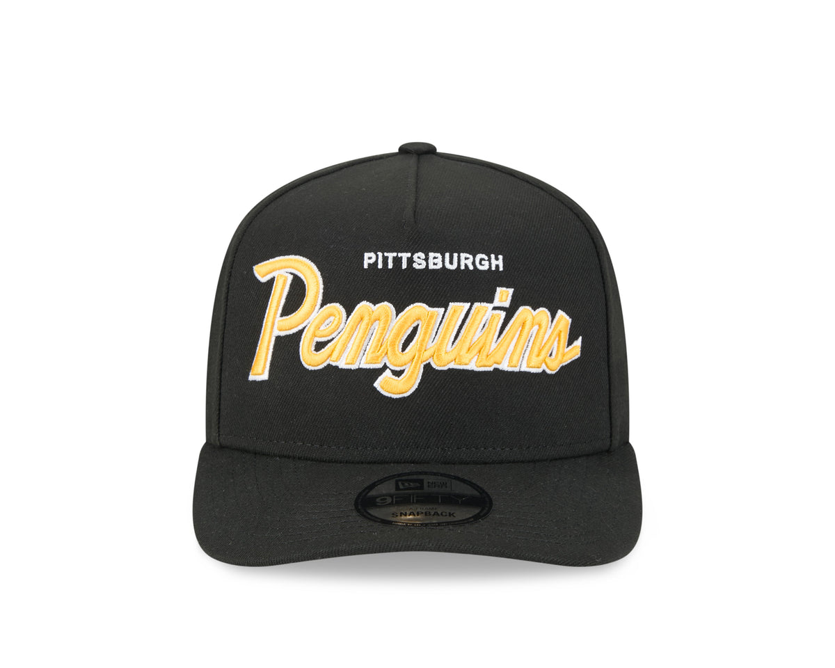 Pittsburgh Penguins NHL New Era Men Black 9FIfty Script A-Frame Snapback product image 7, provided for visual reference and