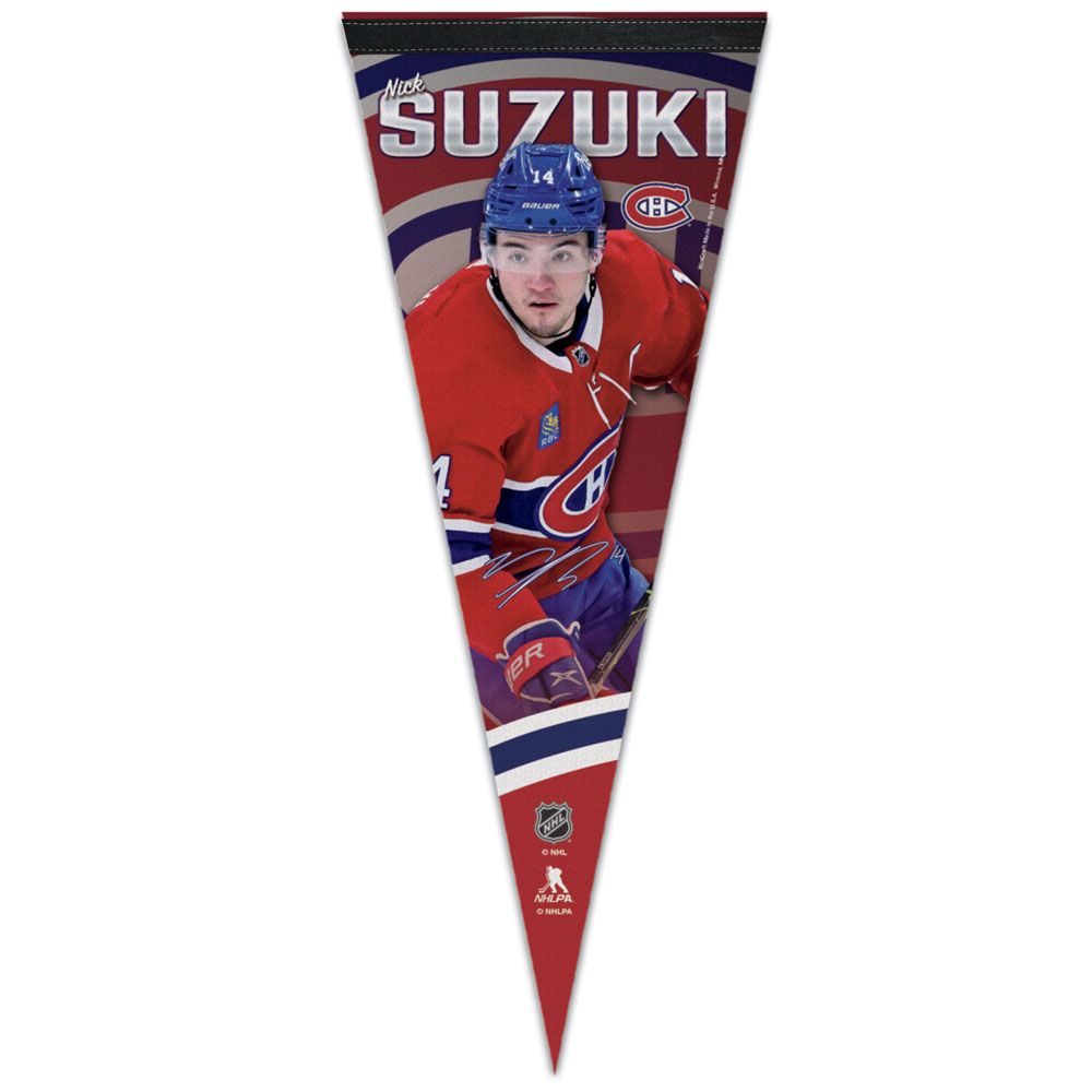 Nick Suzuki Montreal Canadiens NHL WinCraft 12"x30" Premium Pennant product image 1, provided for visual reference and