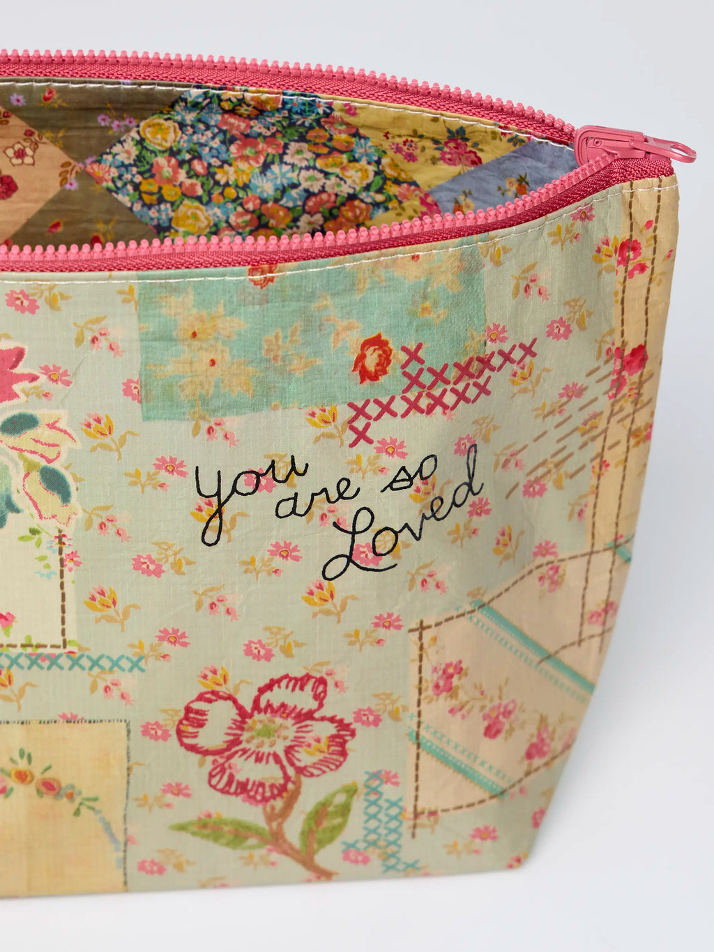 Recycled Reversible Zipper Pouches, Set of 2 - Flea Market Flora