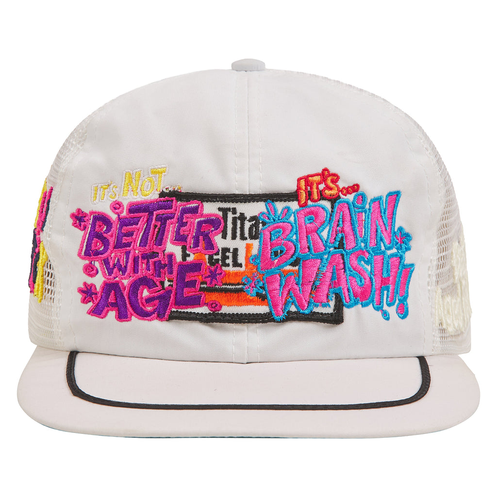 Brainwash Vintage Hat | White product image 1, provided for visual reference and product detail review