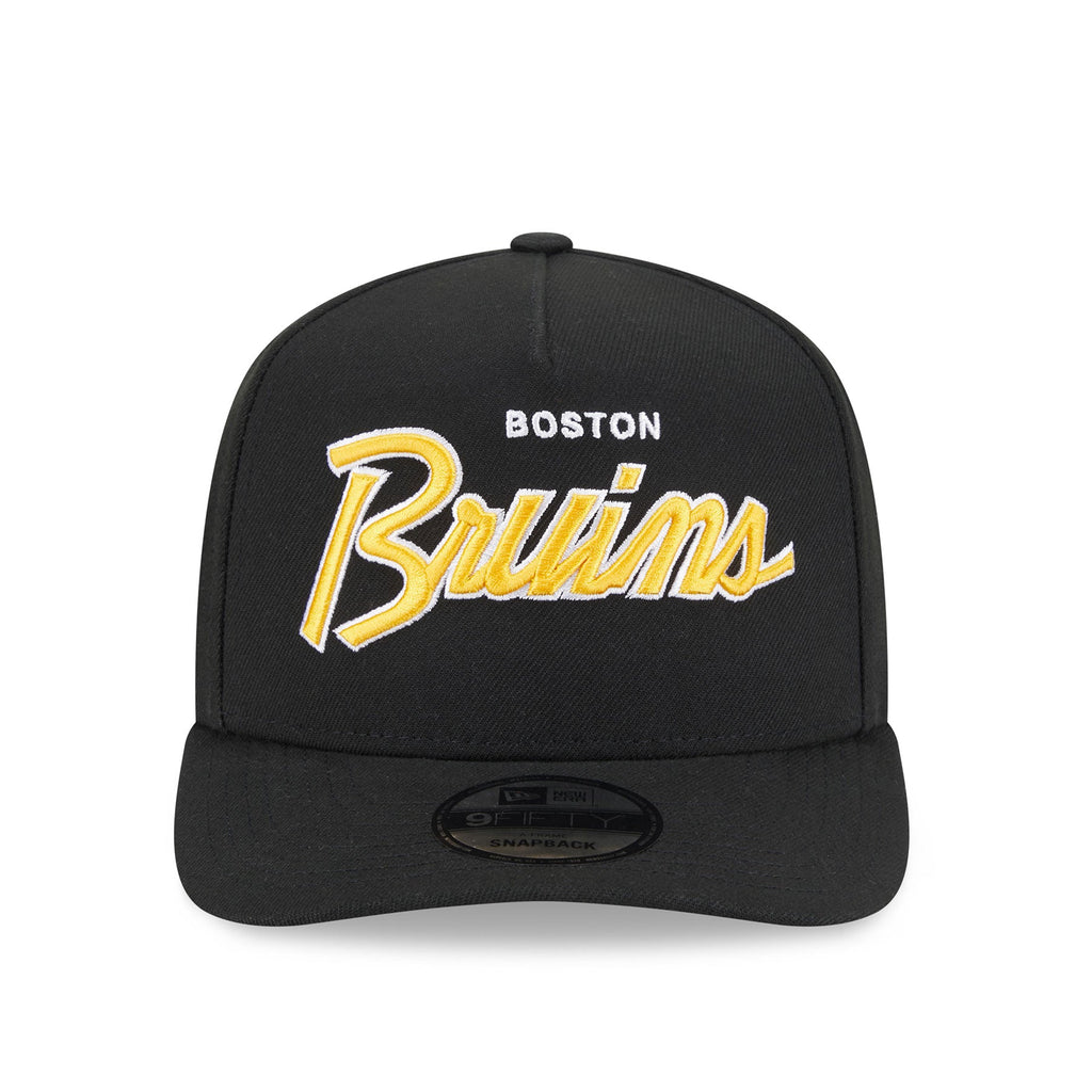 Boston Bruins NHL New Era Men Black 9FIfty Script A-Frame Snapback product image 4, provided for visual reference and
