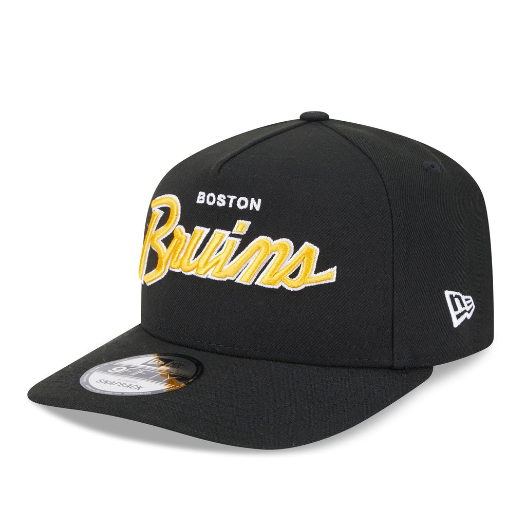 Boston Bruins NHL New Era Men Black 9FIfty Script A-Frame Snapback product image 3, provided for visual reference and