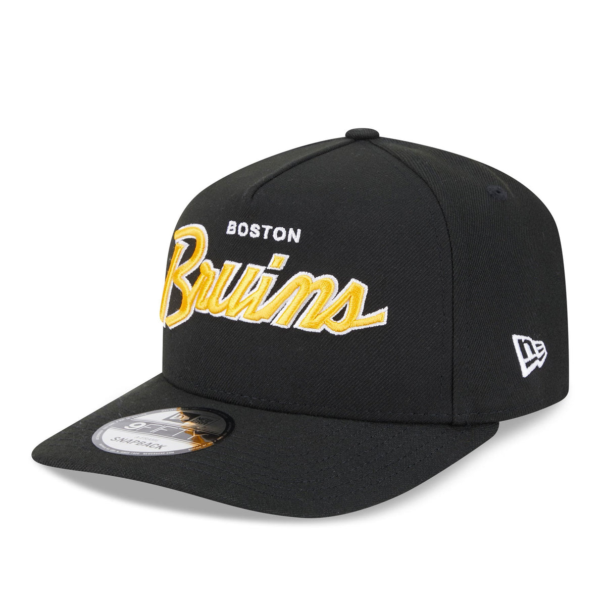 Boston Bruins NHL New Era Men Black 9FIfty Script A-Frame Snapback product image 3, provided for visual reference and