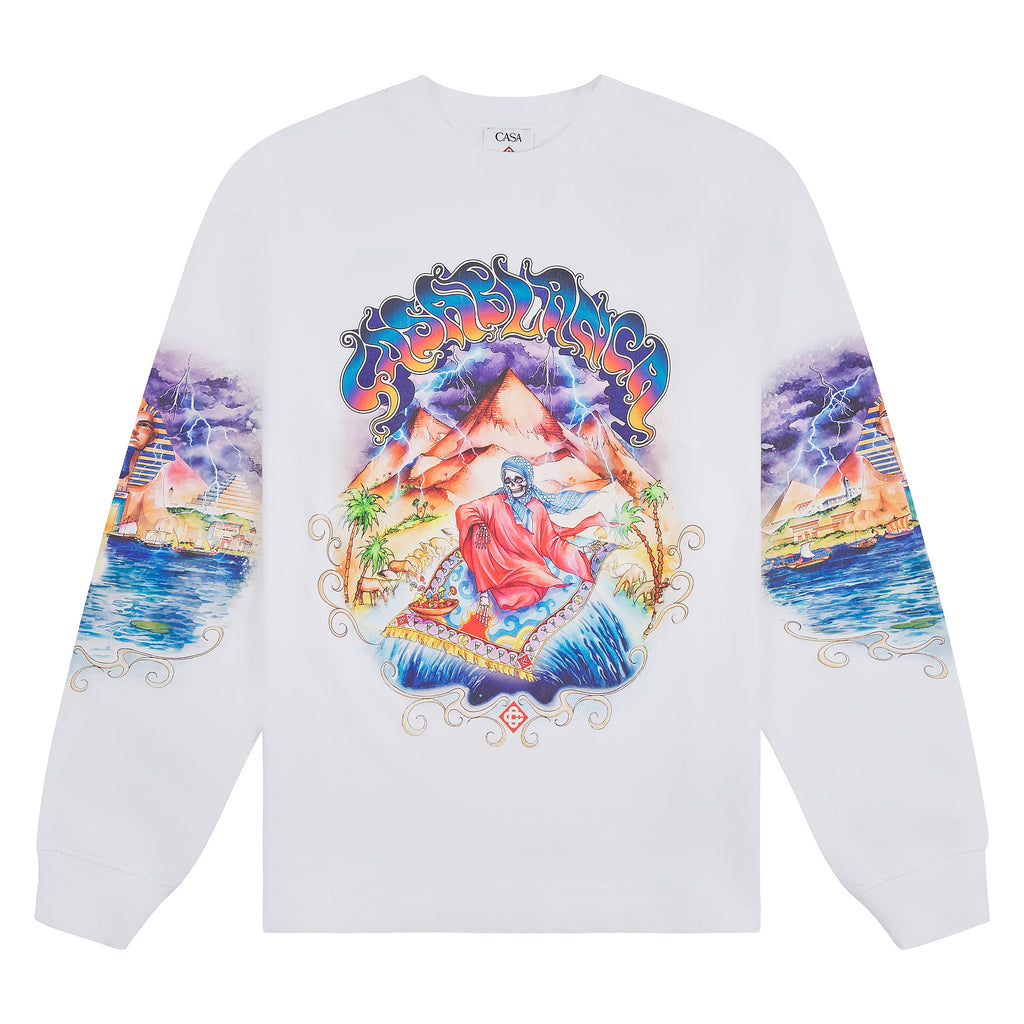 Eveil Ancestral Printed L/S T-Shirt | White product image 1, provided for visual reference and product detail review