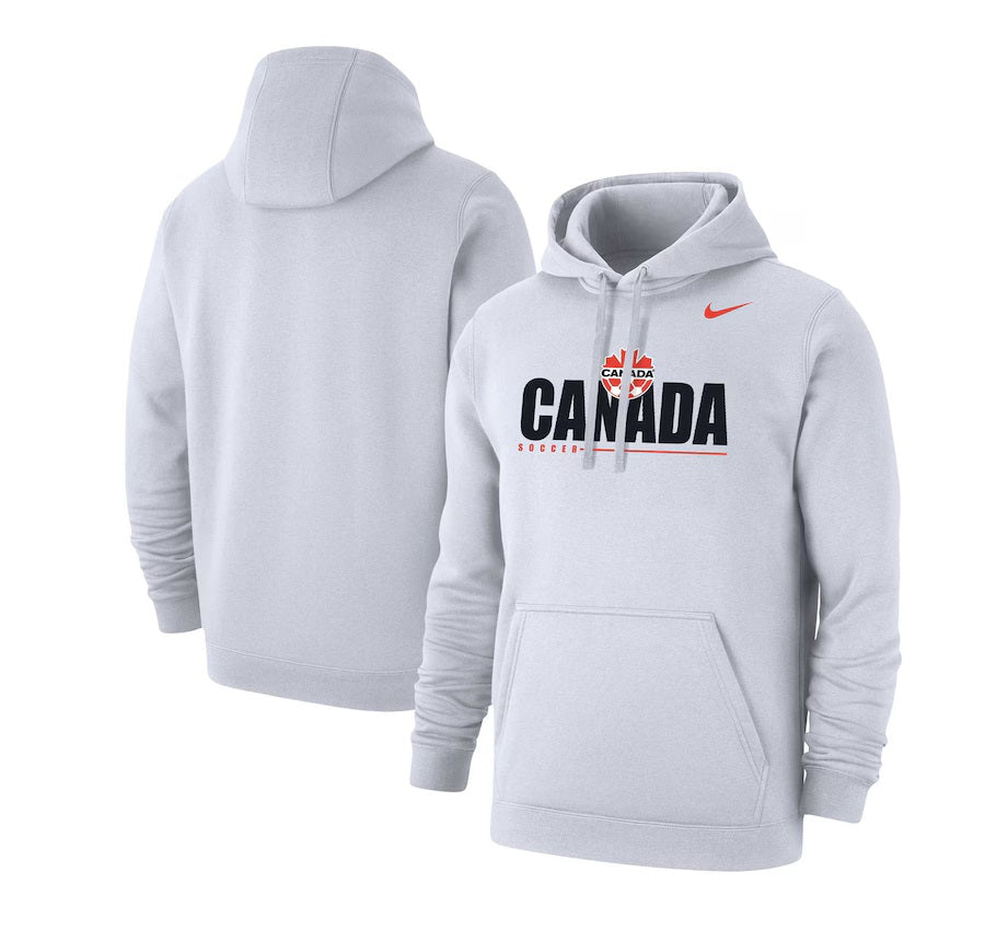 Canada Soccer FIFA Nike Men White Fleece Pullover Hoodie product image 3, provided for visual reference and product detail