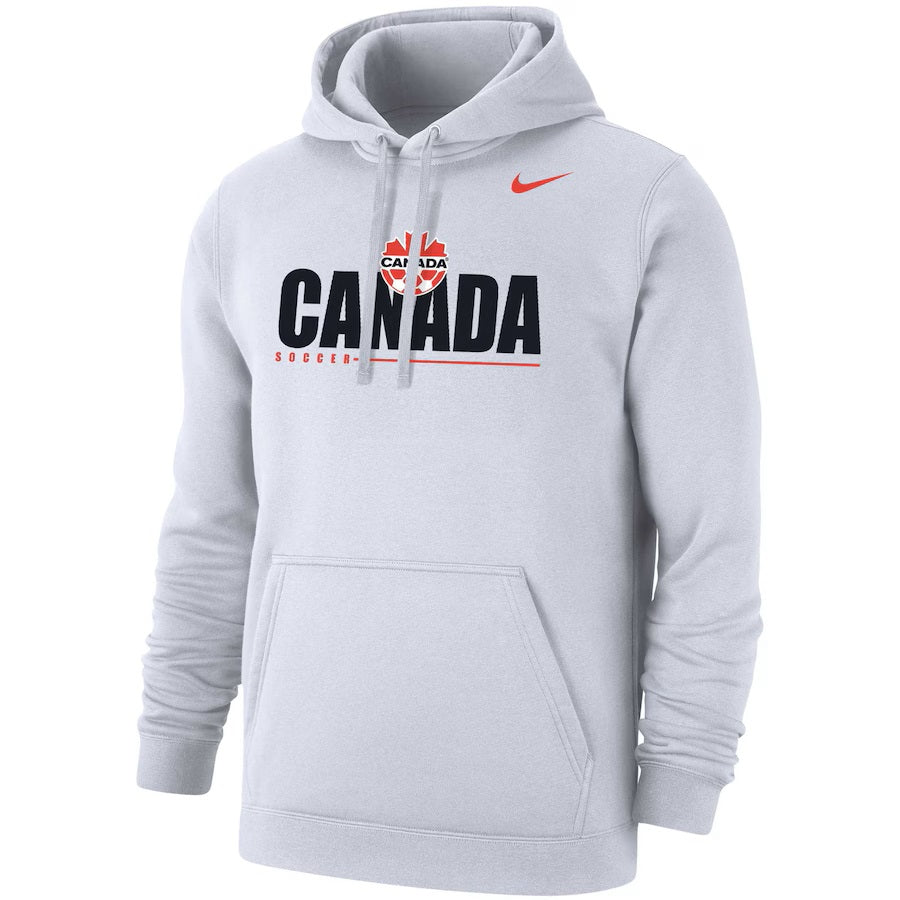 Canada Soccer FIFA Nike Men White Fleece Pullover Hoodie product image 1, provided for visual reference and product detail