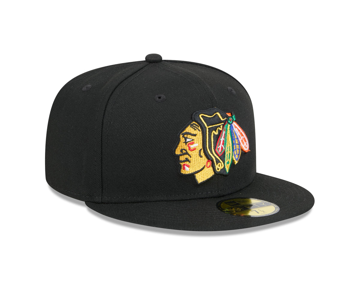 Chicago Blackhawks NHL New Era Men Black 59Fifty Core Fitted Hat product image 4, provided for visual reference and product
