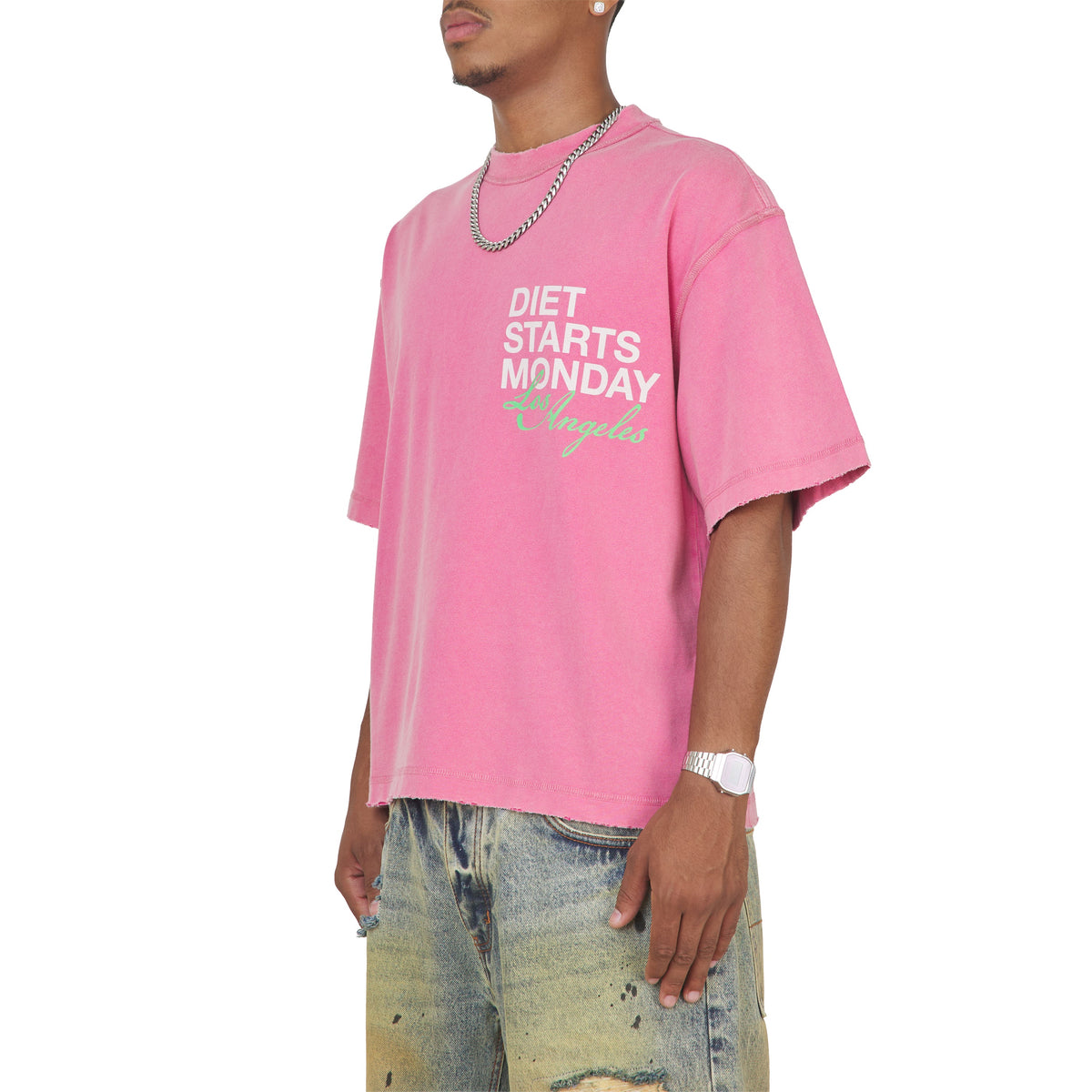 DSMLA T-Shirt | Pink/Green product image 2, provided for visual reference and product detail review